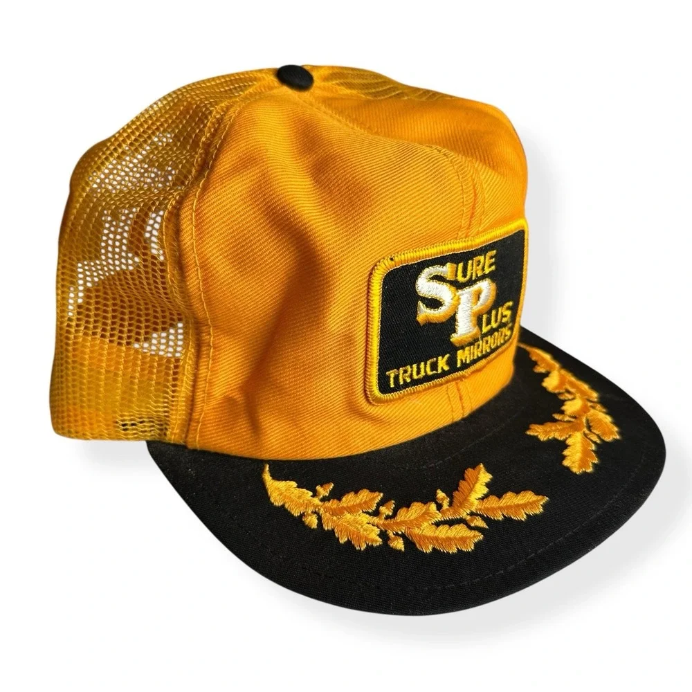 Vintage‎ Sure Plus Truck Mirrors Hat Gold Leaf Mesh Snapback Trucker Cap 80s